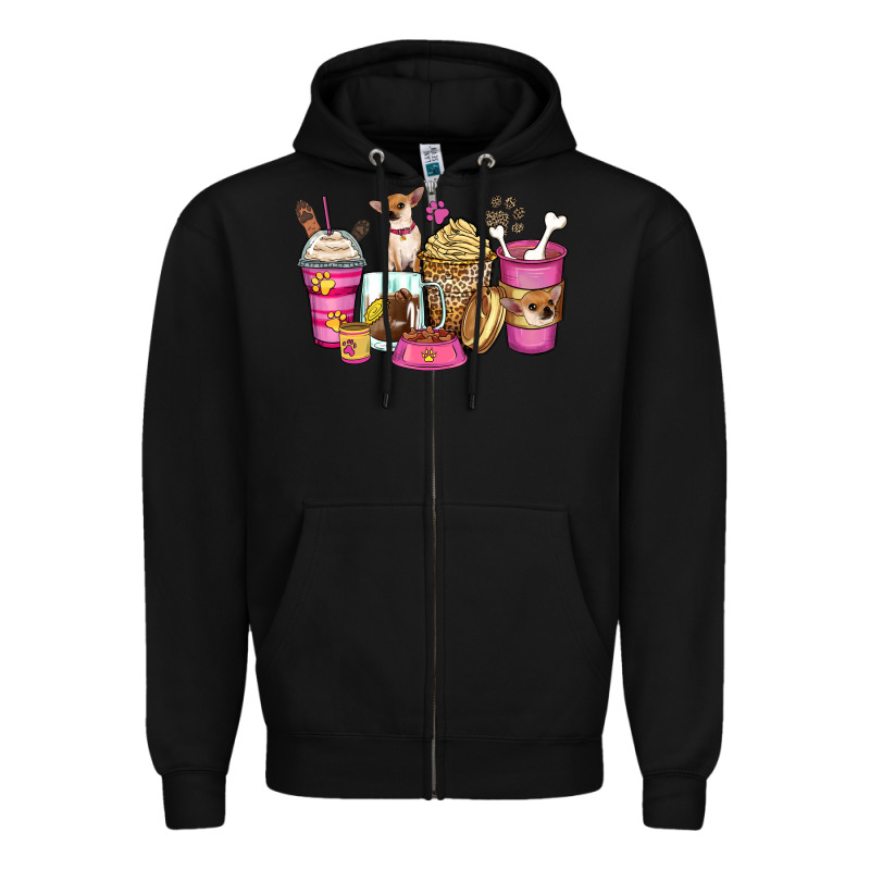 Chihuahua Coffee Cups Zipper Hoodie by Zillion Design Studio | Teevron