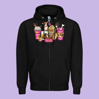 Zipper Hoodie Chihuahua coffee cups
