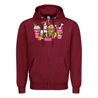 Burgundy Chihuahua coffee cups Zipper Hoodie - Zillion Design Studio