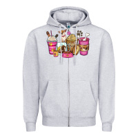 Heather Grey Chihuahua coffee cups Zipper Hoodie - Zillion Design Studio