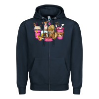 Navy Chihuahua coffee cups Zipper Hoodie - Zillion Design Studio