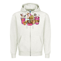 Oatmeal Heather Chihuahua coffee cups Zipper Hoodie - Zillion Design Studio