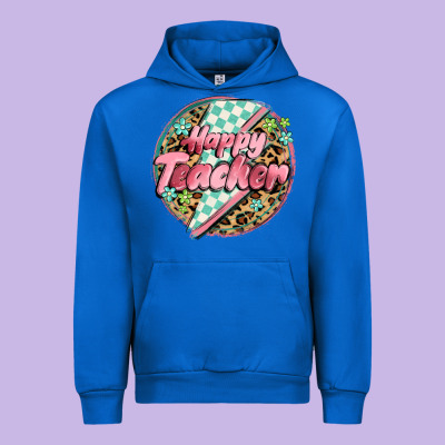 Happy Teacher Lighting Bolt Urban Hoodie Designed By Maliassmallbusiness