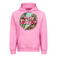 Fuchsia Pink happy teacher lighting bolt Urban Hoodie - MaliasSmallBusiness
