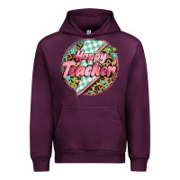 Mauve Wine happy teacher lighting bolt Urban Hoodie - MaliasSmallBusiness