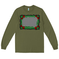 Army Green christmas black and white background Long Sleeve Tee - BarkalooDesign