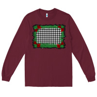 Burgundy christmas black and white background Long Sleeve Tee - BarkalooDesign