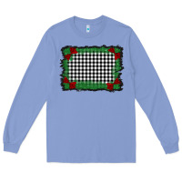 Colony Blue christmas black and white background Long Sleeve Tee - BarkalooDesign