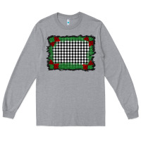 Heather Grey christmas black and white background Long Sleeve Tee - BarkalooDesign