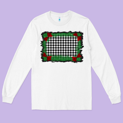 Christmas Black And White Background Long Sleeve Tee Designed By Barkaloodesign