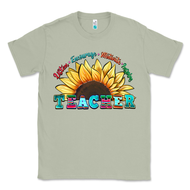 Teacher Sunflower Listen Encourage Motivate Inspir Classic Tee by Zillion Design Studio | Teevron