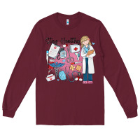 Burgundy stay healthy nurse Long Sleeve Tee - MaliasSmallBusiness