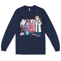 Navy stay healthy nurse Long Sleeve Tee - MaliasSmallBusiness