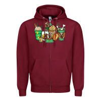 Burgundy yorkshire terrier coffee cups Zipper Hoodie - Zillion Design Studio