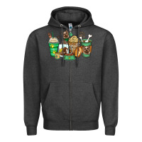 Charcoal Heather yorkshire terrier coffee cups Zipper Hoodie - Zillion Design Studio