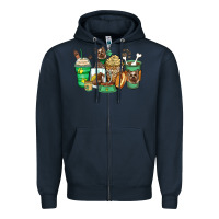 Navy yorkshire terrier coffee cups Zipper Hoodie - Zillion Design Studio