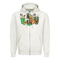 Oatmeal Heather yorkshire terrier coffee cups Zipper Hoodie - Zillion Design Studio