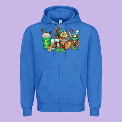 Zipper Hoodie yorkshire terrier coffee cups