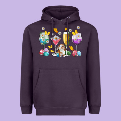 Easter Wine Glasses Easter Day Heavyweight Hoodie Designed By Neo Western