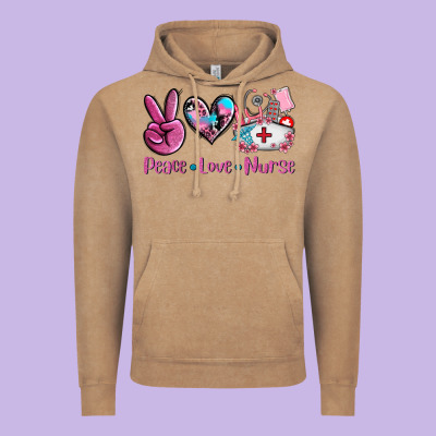 Peace Love Nurse Vintage Hoodie Designed By Adodesignshop
