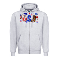 Heather Grey usa 4th of july Zipper Hoodie - texasbilliewilder