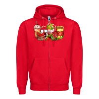 Red watermelon farm fresh coffee cups Zipper Hoodie - Zillion Design Studio