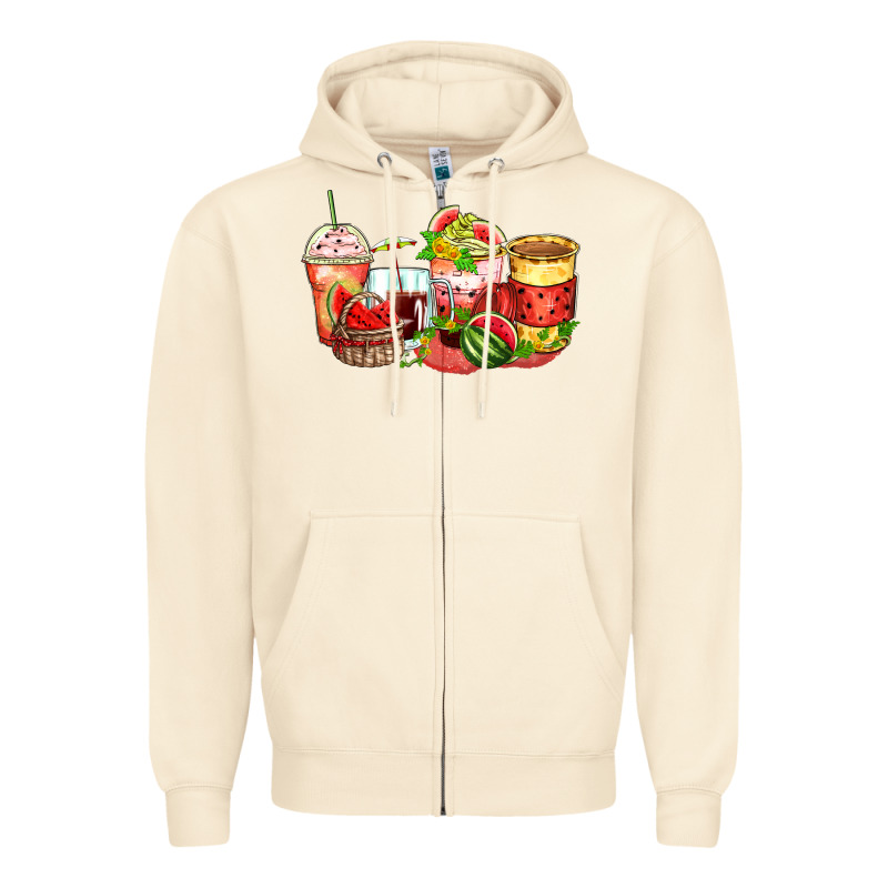 Watermelon Farm Fresh Coffee Cups Zipper Hoodie by Zillion Design Studio | Teevron