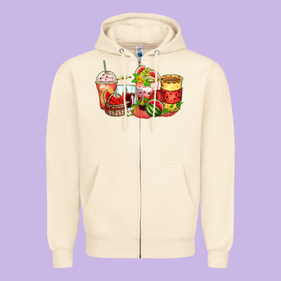 Zipper Hoodie watermelon farm fresh coffee cups