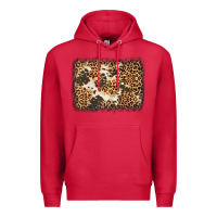 Cardinal distressed leopard cowhide background Premium Hoodie - Jasminsmagicworld