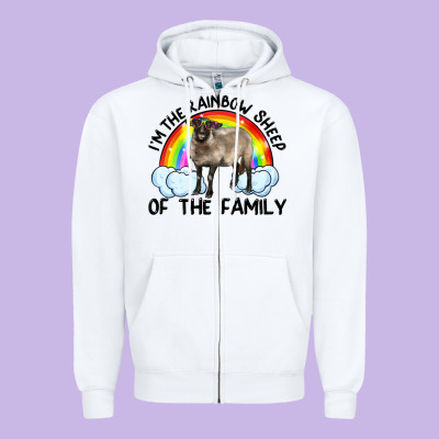 Zipper Hoodie i'm the rainbow sheep of the family suffolk sheep black face sheep