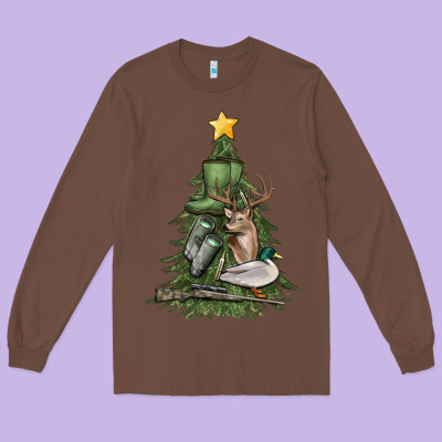 Long Sleeve Tee hunting christmas tree