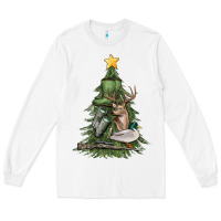 White hunting christmas tree Long Sleeve Tee - MaliasSmallBusiness