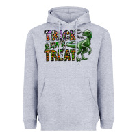 Heather Grey Trick RAWR Treat Heavyweight Hoodie - CowhideDigitalArt
