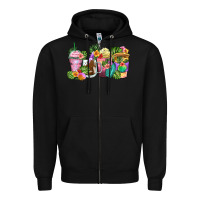 Black tropical coffee cups Zipper Hoodie - Zillion Design Studio