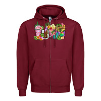 Burgundy tropical coffee cups Zipper Hoodie - Zillion Design Studio
