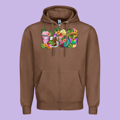 Zipper Hoodie tropical coffee cups