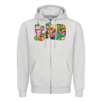 Dove Grey tropical coffee cups Zipper Hoodie - Zillion Design Studio