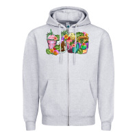 Heather Grey tropical coffee cups Zipper Hoodie - Zillion Design Studio
