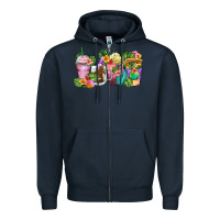 Navy tropical coffee cups Zipper Hoodie - Zillion Design Studio