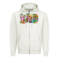 Oatmeal Heather tropical coffee cups Zipper Hoodie - Zillion Design Studio