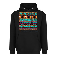 Black aztec turquoise gemstone seamless pattern Heavyweight Hoodie - HRA Design Shop