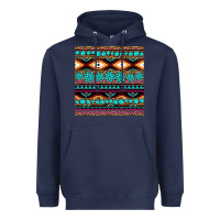 Navy aztec turquoise gemstone seamless pattern Heavyweight Hoodie - HRA Design Shop