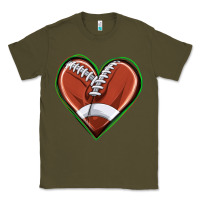 Army Green football heart Classic Tee - texasbilliewilder