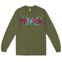 Army Green lightning bolt mama Long Sleeve Tee - MaliasSmallBusiness
