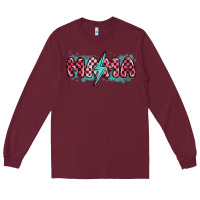 Burgundy lightning bolt mama Long Sleeve Tee - MaliasSmallBusiness