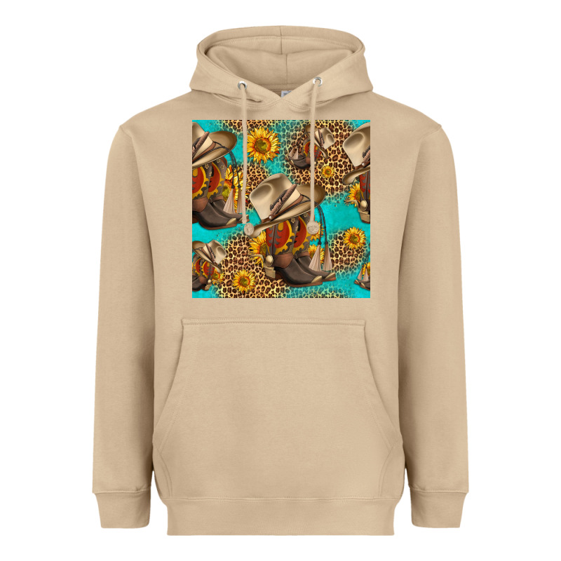 Western Boots And Hat Seamless Pattern Heavyweight Hoodie by HRA Design Shop | Teevron
