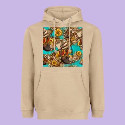 Western Boots And Hat Seamless Pattern Heavyweight Hoodie Designed By Hra Design Shop