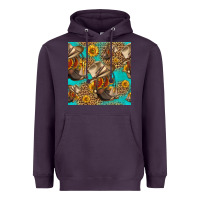 Plum western boots and hat seamless pattern Heavyweight Hoodie - HRA Design Shop