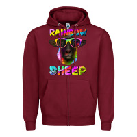 Burgundy rainbow sheep suffolk sheep Zipper Hoodie - RanaPortraitStore
