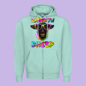 Rainbow Sheep Suffolk Sheep Zipper Hoodie Designed By Ranaportraitstore